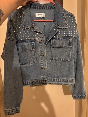 Vigoss Light Blue Denim Jacket with Silver Studs